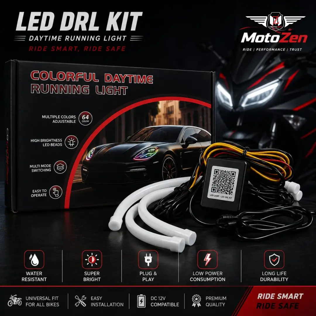 DRL-Litght-MotoZen.webp LED DRL Kit for Motorcycle | RGB Daytime Running Light | Waterproof 12V Plug & Play - Image 1