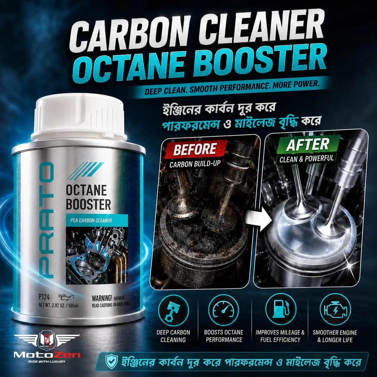 PRATO-Carbon-Cleaner-2-1.webp Engine Carbon Cleaner & Mileage Booster | Carbon Cleaner & Octane Booster 100ml - Image 1