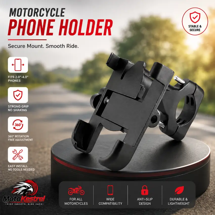 Phone Holder Motorcycle Metal Phone Holder | Universal Bike Handlebar Mobile Mount - Image 1