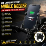 USB Charging System Mobile Holder for Motorcycle | USB Fast Charging Bike Phone Mount