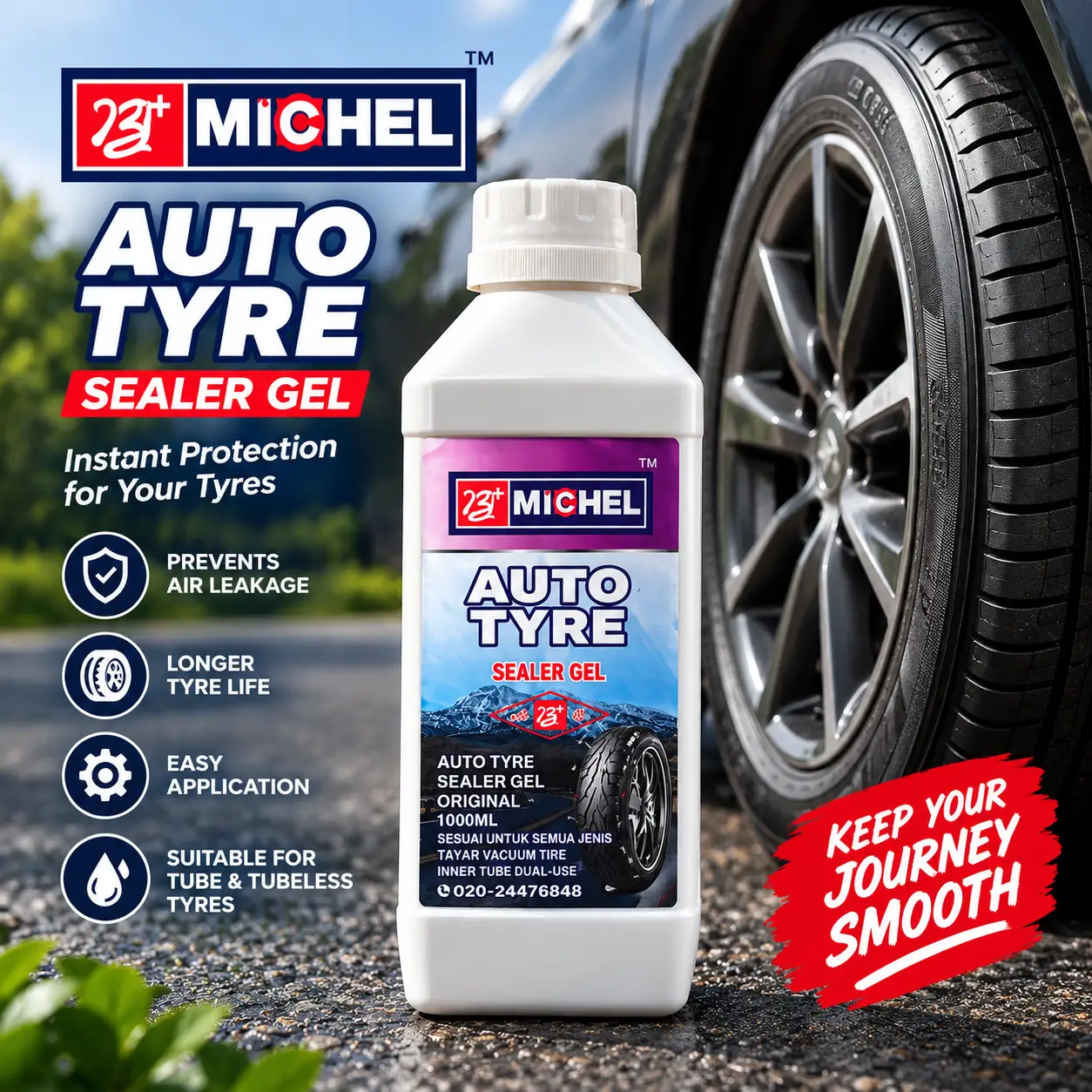 Auto Tyre Sealer Gel-1 Auto Tyre Sealer Gel 1000ML | Puncture Protection & Tyre Sealant - Image 1